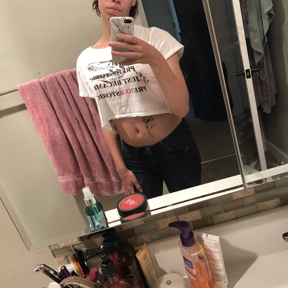White Jurassic World Crop Top